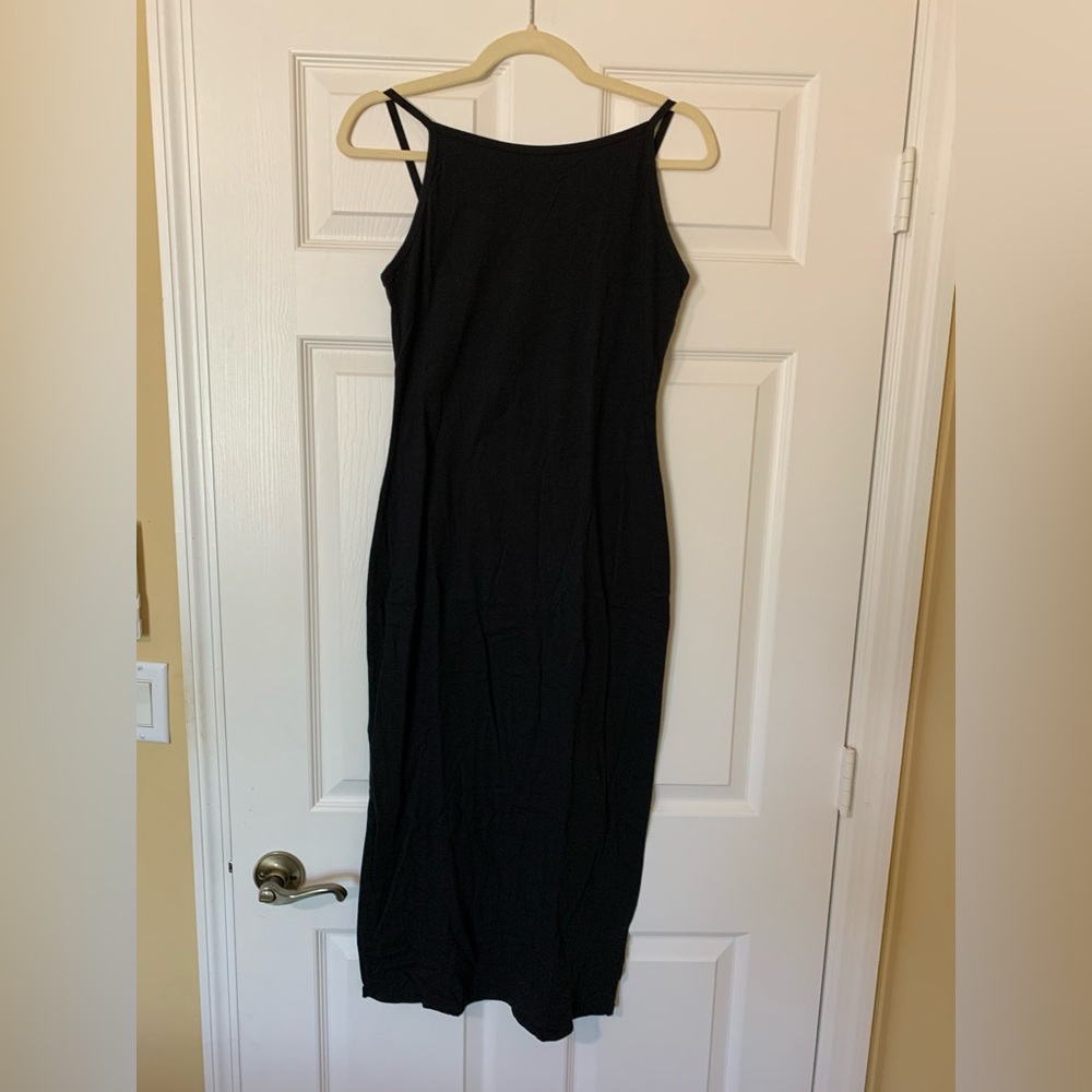 James Perse Sleeveless Slip‎ Bodycon Midi Little Black Dress Size 3 Minimalist